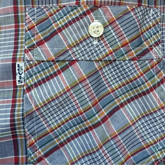 Vintage Levi Strauss plaid collared Button Down Shirt pocket 1980 Olympics EUC - Picture 5 of 6